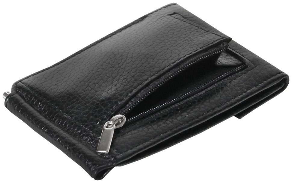 Чорний затискач для купюр із монетницею Vip Collection 102601 (шкіра флотар) фото №5 Чорний затискач для купюр із монетницею Vip Collection 102601 (шкіра флотар) modnotak фото №5