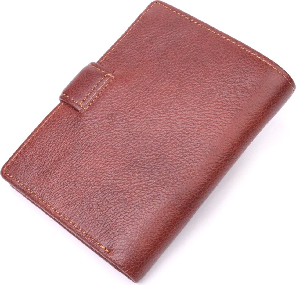 Вертикальное мужское портмоне из натуральной кожи флотар коричневого цвета Vintage (2421399) 