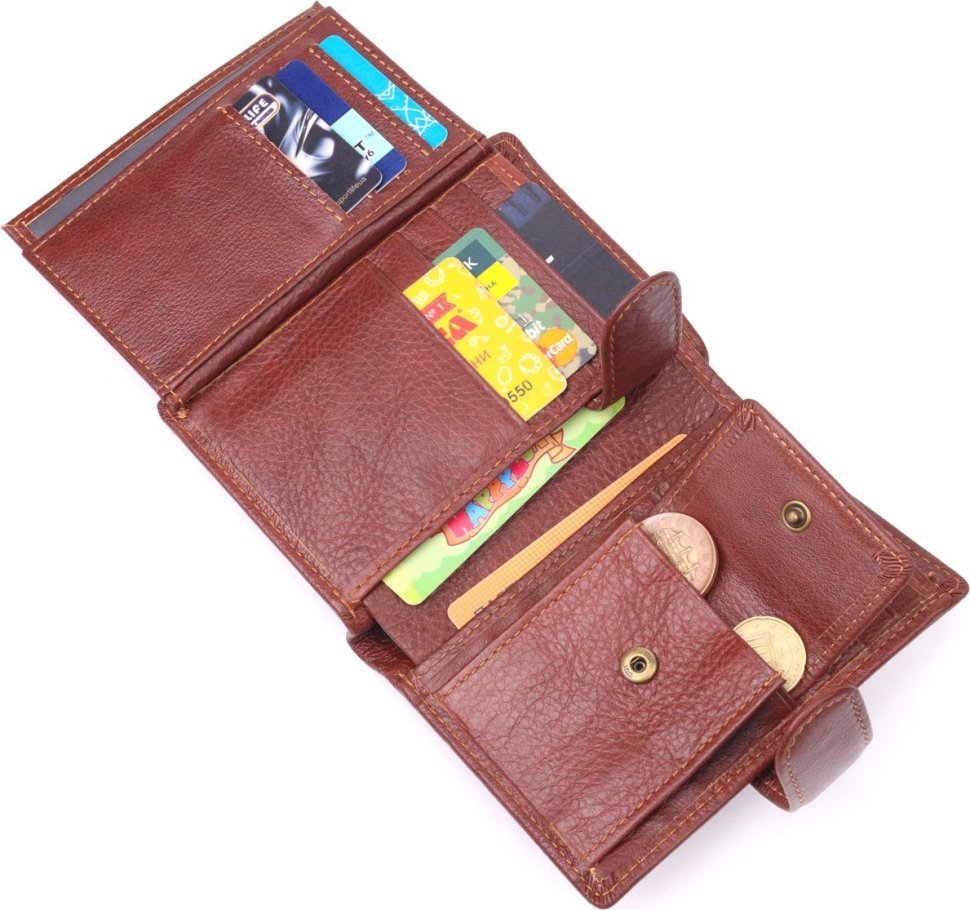 Вертикальное мужское портмоне из натуральной кожи флотар коричневого цвета Vintage (2421399) 