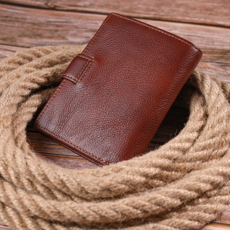 Вертикальне чоловіче портмоне із натуральної шкіри флотар коричневого кольору Vintage (2421399)