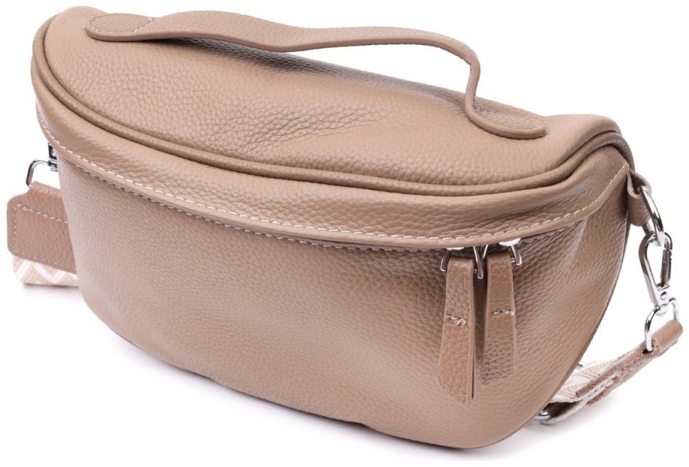 Летняя кожанная женская сумка через плечо Vintage 22657 Бежевая modnotak фото №1