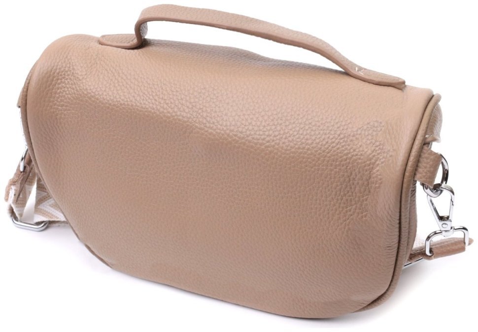 Летняя кожанная женская сумка через плечо Vintage 22657 Бежевая modnotak фото №2