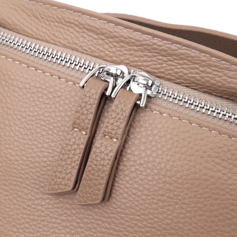 Летняя кожанная женская сумка через плечо Vintage 22657 Бежевая modnotak фото №7