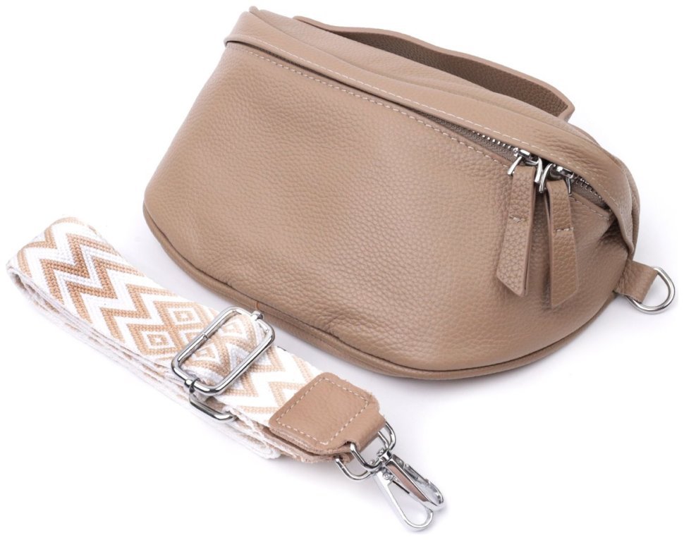 Летняя кожанная женская сумка через плечо Vintage 22657 Бежевая modnotak фото №8