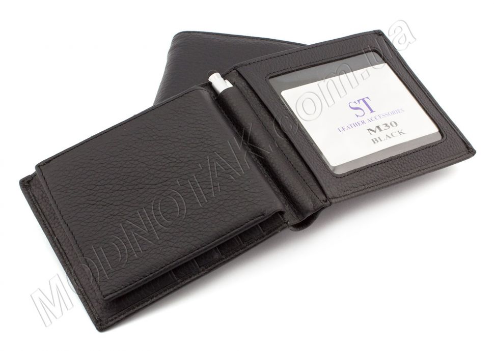 Чоловік шкіряний гаманець чорного кольору - ST Leather (19749)