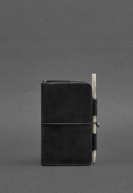 Блокнот (Софт-бук) черного цвета с чистыми листами из кожи Crazy Horse - BlankNote (42701)