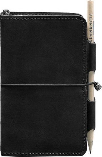 Блокнот (Софт-бук) чорного кольору із чистими листами зі шкіри Crazy Horse - BlankNote (42701)