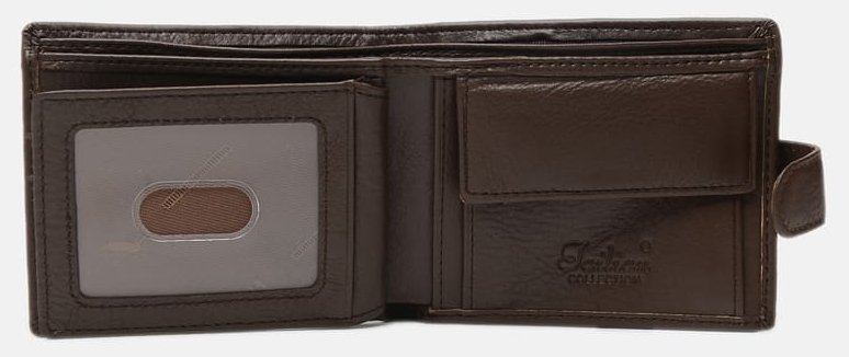 Чоловіче шкіряне портмоне коричневого кольору для купюр, карт та монет Tailian 72701