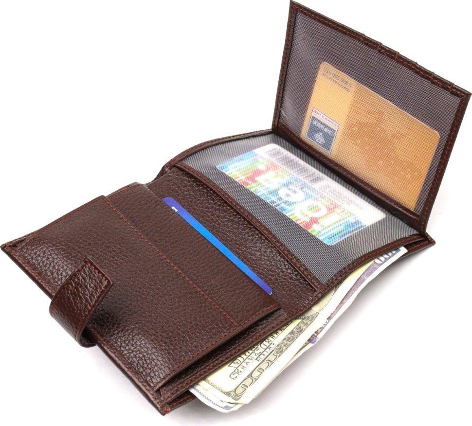 Вертикальний чоловічий гаманець середнього розміру з натуральної шкіри в коричневому кольорі CANPELLINI (2421737)
