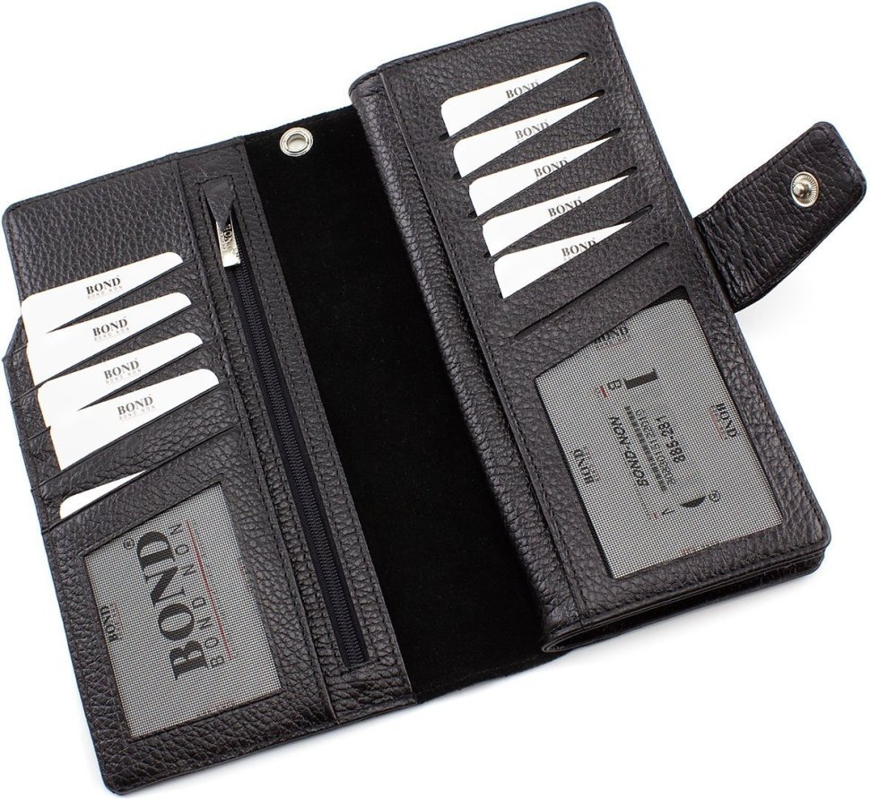 Чоловічий гаманець-клатч з фактурної шкіри чорного кольору Bond Non (10661)