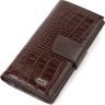 Місткий коричневий чоловічий гаманець з натуральної шкіри з тисненням під крокодила CANPELLINI (2421837) - 1