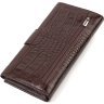 Вместительный коричневый мужской бумажник из натуральной кожи с тиснением под крокодила CANPELLINI (2421837) - 2