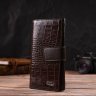 Вместительный коричневый мужской бумажник из натуральной кожи с тиснением под крокодила CANPELLINI (2421837) - 7