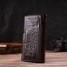 Місткий коричневий чоловічий гаманець з натуральної шкіри з тисненням під крокодила CANPELLINI (2421837) - 8