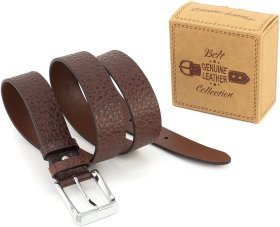 Коричневый брючный ремень из итальянской кожи буйвола Gherardini 35189-GH.BRW.BUFF