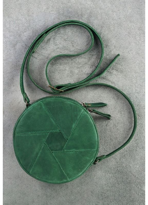 Сумка зеленого цвета из натуральной кожи с винтажным эффектом BlankNote Бон-Бон (12661)