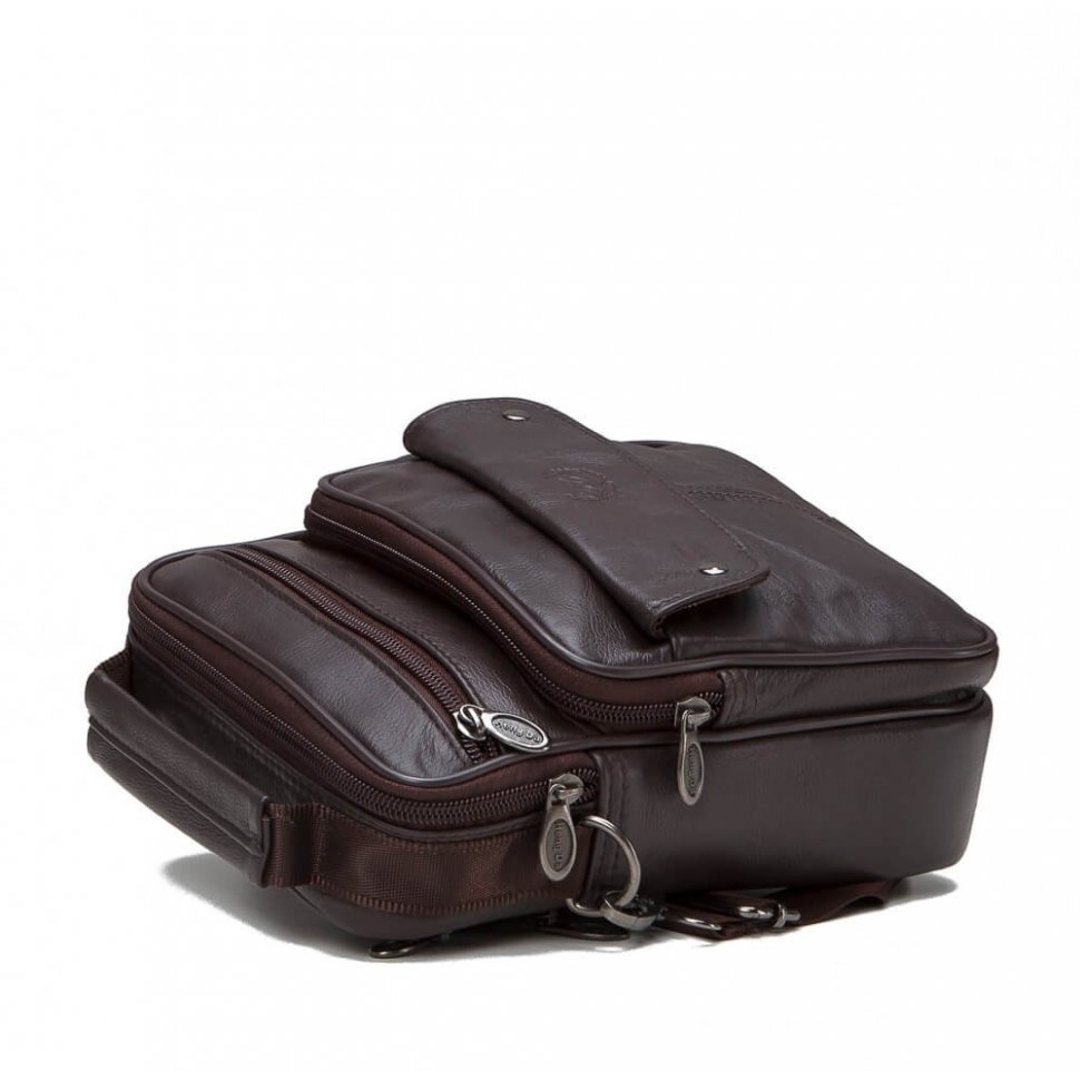 Удобная мужская сумка-барсетка коричневого цвета из натуральной кожи HD Leather (15920)