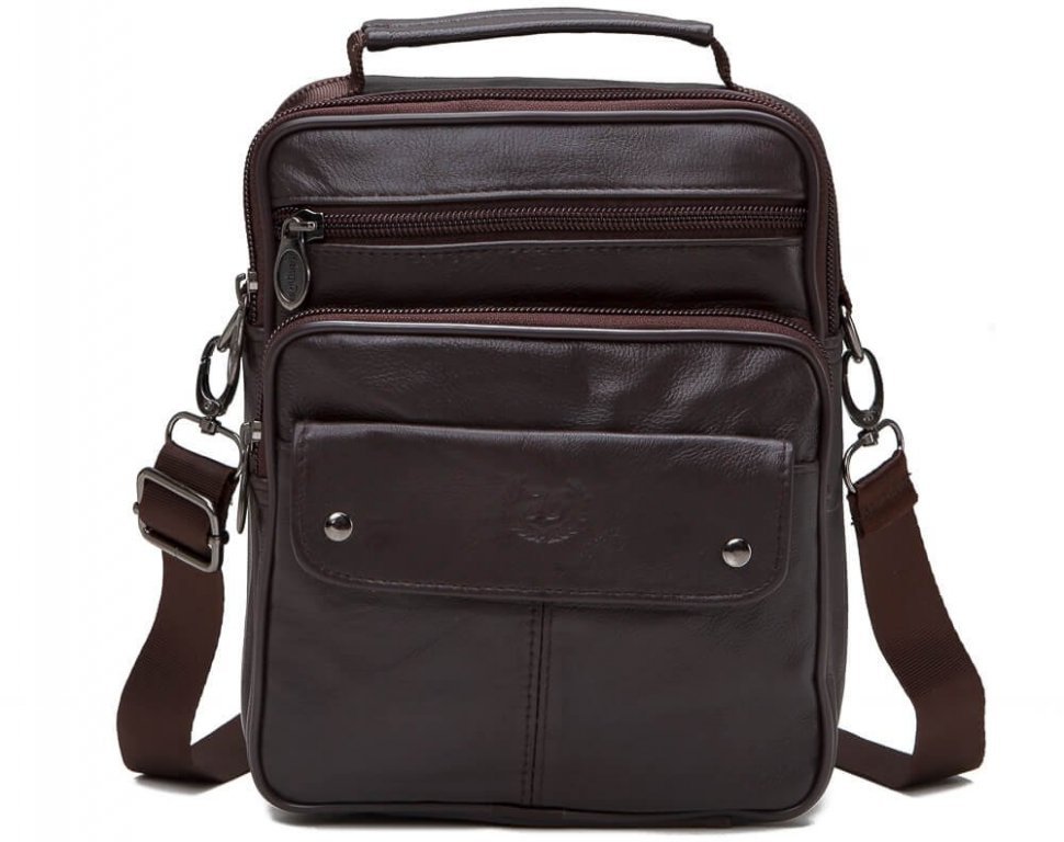 Зручна чоловіча сумка-барсетка коричневого кольору з натуральної шкіри HD Leather (15920)