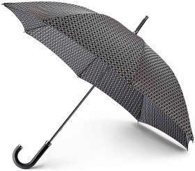 Зонт-трость женский Fulton Diamond L850 Princess - Pink Foulard (Трость, серая с принтом, UPF 50+) 93901