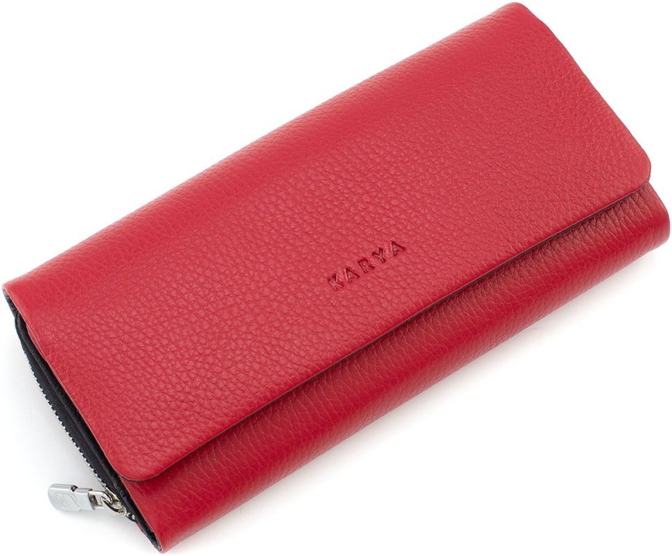 Фірмовий жіночий гаманець-клатч червоного кольору Karya (17000)