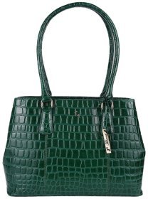 Сумка женская кожаная с фактурой кроко Ashwood Green (Зеленый) 94001