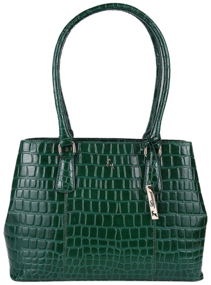 Сумка женская кожаная с фактурой кроко Ashwood Green (Зеленый) 94001 modnotak фото №1