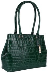 Сумка женская кожаная с фактурой кроко Ashwood Green (Зеленый) 94001
