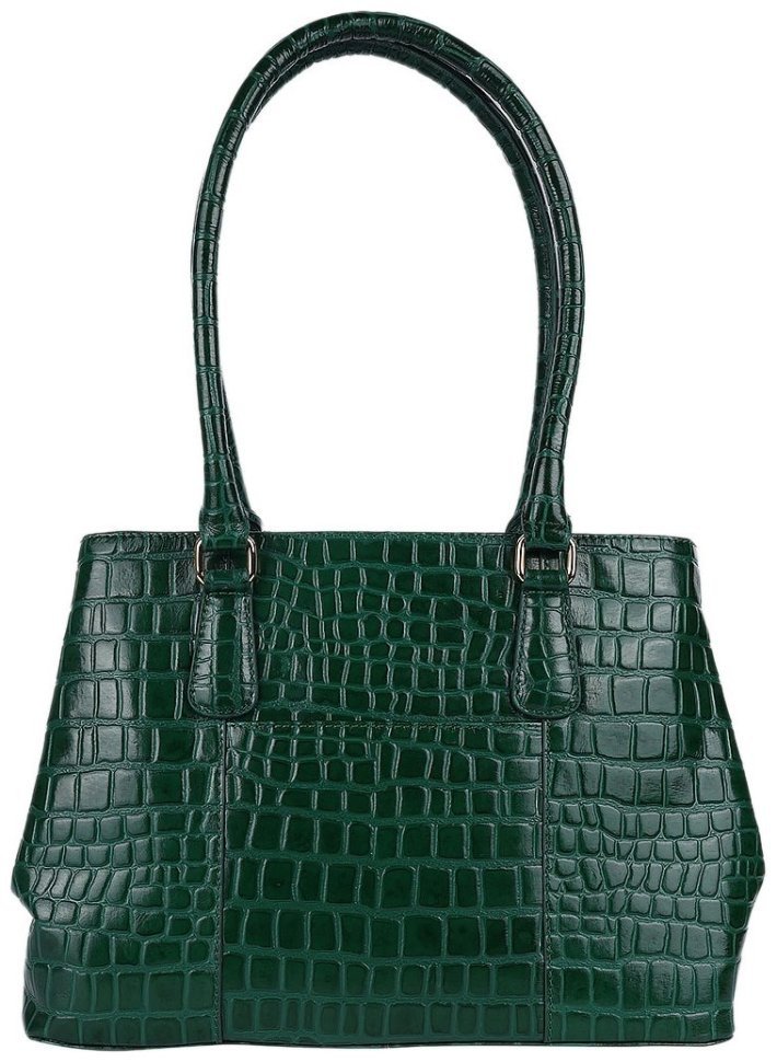 Сумка женская кожаная с фактурой кроко Ashwood Green (Зеленый) 94001 modnotak фото №4