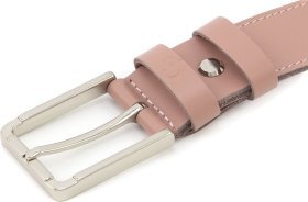 Рожевий ремінь під штани з натуральної цільної шкіри Grande Pelle (35231)