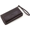 Кожаный кошелек-клатч темно-коричневого цвета с выраженной фактурой KARYA (19970) - 3