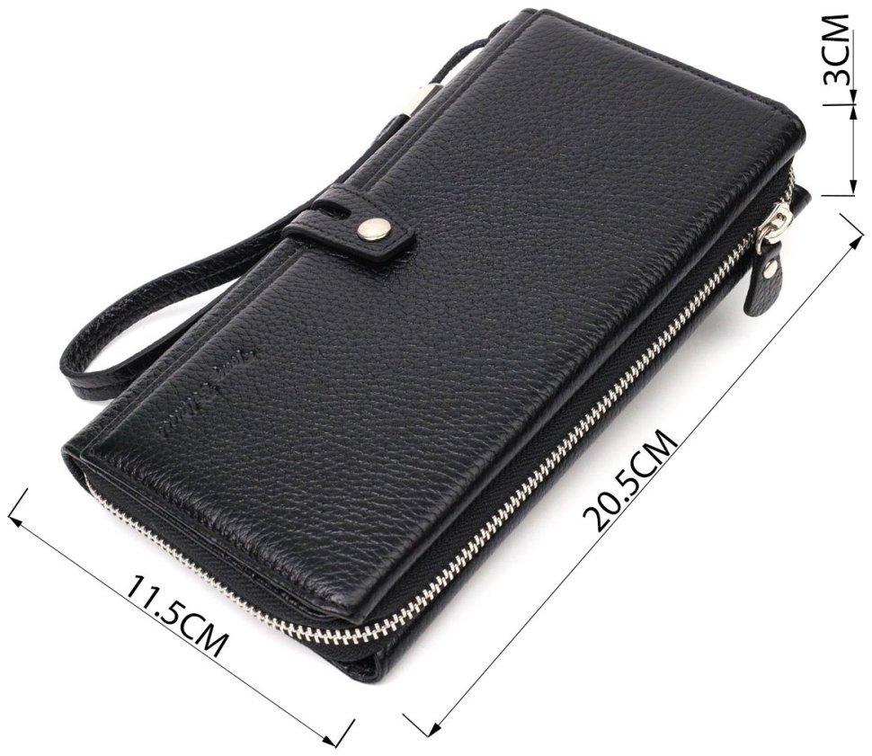 Чоловічий клатч із натуральної шкіри флотар чорного кольору з блоком для карт Tony Bellucci 2421984 modnotak фото №10