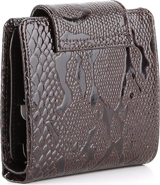 Жіночий гаманець коричневий з натуральної шкіри з фактурою під змію KARYA (2417165)