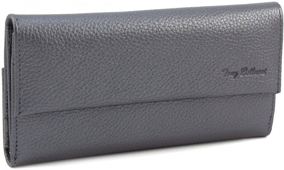 Темно-сірий гаманець італійського виробництва з натуральної шкіри Tony Bellucci (10819)