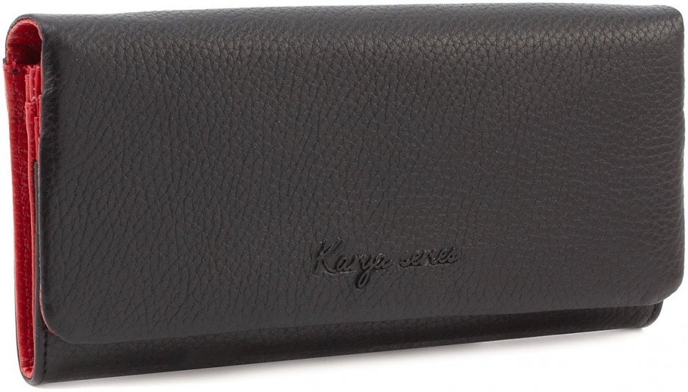Класичний гаманець з натуральної шкіри чорно-червоного кольору KARYA (1159-45)