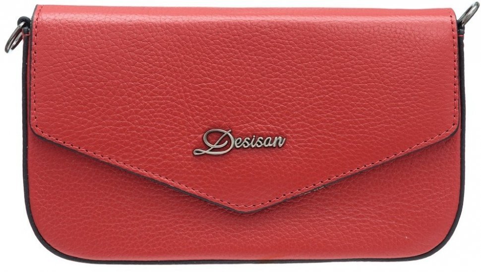 Маленька червона жіноча сумка зі шкіри з плечовим ременем Desisan (19135)
