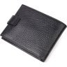 Вместительное мужское портмоне черного цвета с хлястиком на кнопке KARYA (2421087) - 2