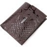 Лаковий жіночий гаманець на магніті з натуральної коричневої шкіри з тисненням під змію KARYA (2421187) - 1
