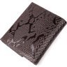 Лаковый женский кошелек на магните из натуральной коричневой кожи с тиснением под змею KARYA (2421187) - 2