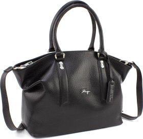 Шкіряна сумка великого розміру чорного кольору KARYA (21029)