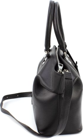Шкіряна сумка великого розміру чорного кольору KARYA (21029) - 2