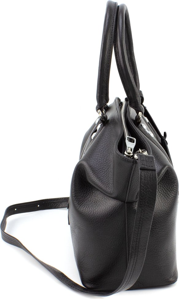 Шкіряна сумка великого розміру чорного кольору KARYA (21029)