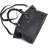 Кожаная женская сумка большого размера черного цвета KARYA (21029) - 4