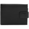 Чоловічий шкіряний портмоне чорного кольору з хлястиком на кнопці Ricco Grande 65001 - 1