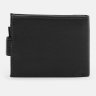 Мужское кожаное портмоне черного цвета с хлястиком на кнопке Ricco Grande 65001 - 3