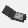 Чоловічий шкіряний портмоне чорного кольору з хлястиком на кнопці Ricco Grande 65001 - 5
