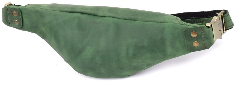 Мужская вместительная сумка-бананка из винтажной натуральной кожи Shvigel 95101 зелёного цвета фото №2 Мужская вместительная сумка-бананка из винтажной натуральной кожи Shvigel 95101 зелёного цвета modnotak фото №2