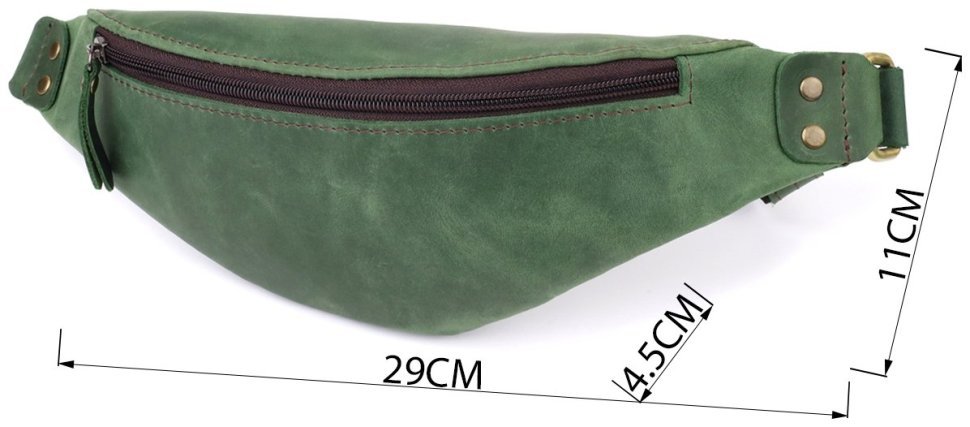 Мужская вместительная сумка-бананка из винтажной натуральной кожи Shvigel 95101 зелёного цвета фото №3 Мужская вместительная сумка-бананка из винтажной натуральной кожи Shvigel 95101 зелёного цвета modnotak фото №3