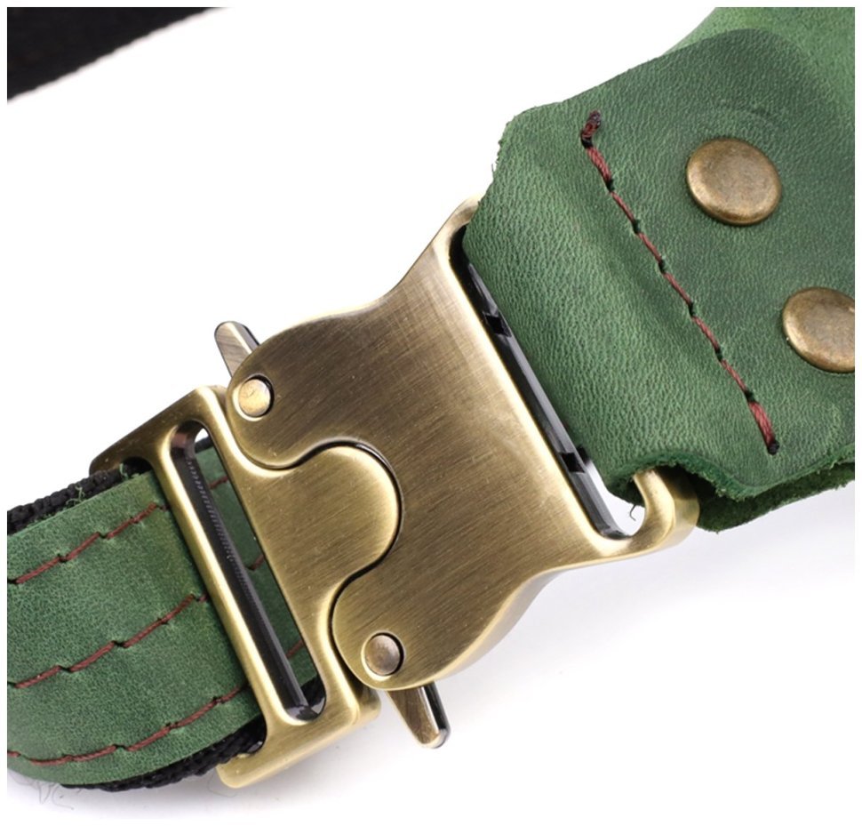 Мужская вместительная сумка-бананка из винтажной натуральной кожи Shvigel 95101 зелёного цвета фото №6 Мужская вместительная сумка-бананка из винтажной натуральной кожи Shvigel 95101 зелёного цвета modnotak фото №6