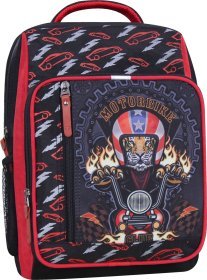 Шкільний рюкзак для хлопчика з чорного текстилю з принтом тигра Bagland 55401