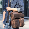 Мужская вертикальная сумка-мессенджер коричневого цвета в стиле винтаж Tiding Bag (21219) - 2